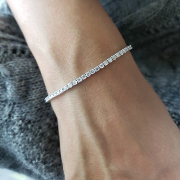 14K Gold 3 Ct Lab Grown Diamond Tennis Bracelet - Picture 1 of 3